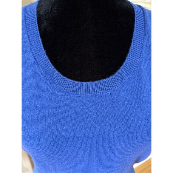 Talbots Sweater Womens sz M Cashmere Pullover Sleeveless Knit Vest New royal blu - Picture 2 of 8